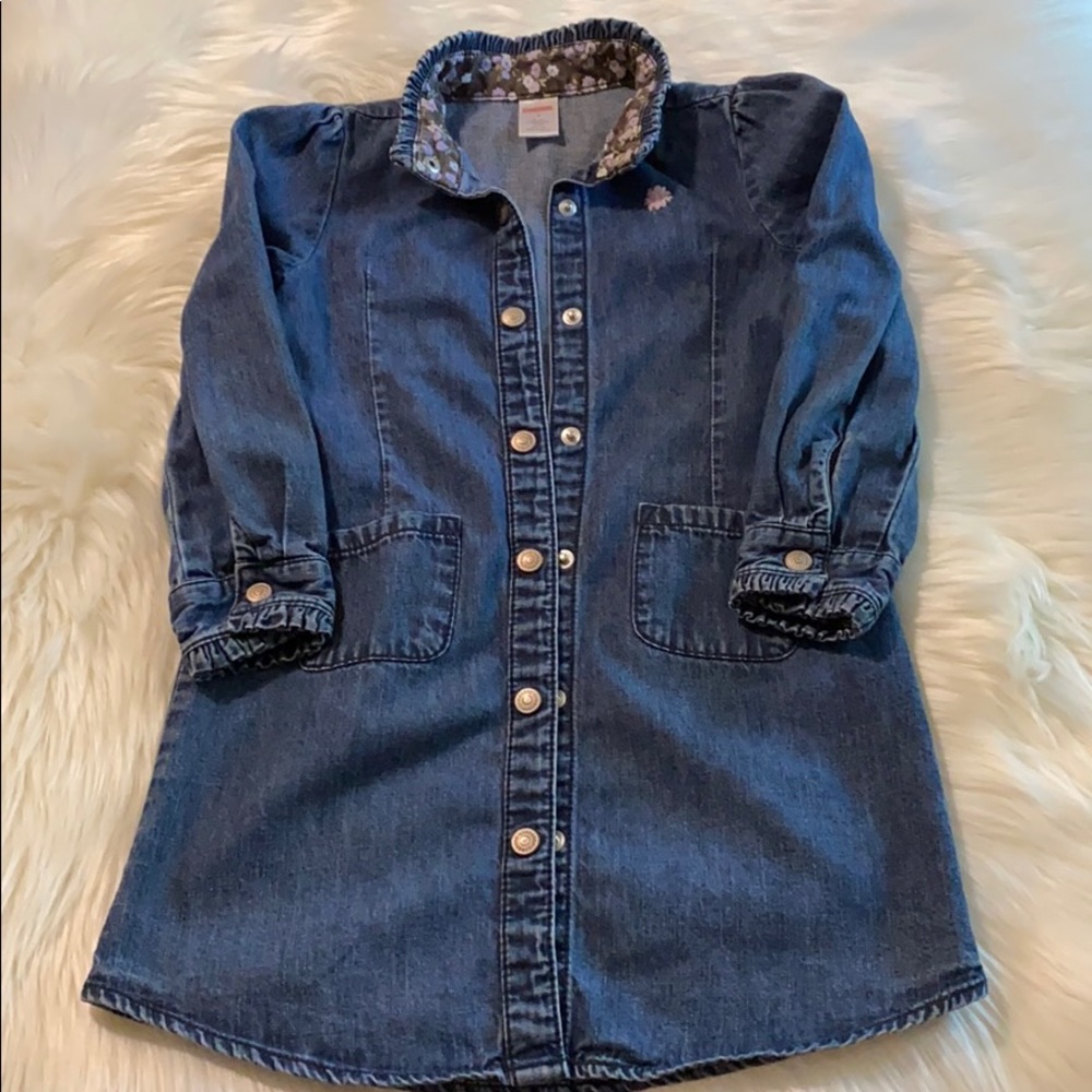 Gymboree Blue Denim Snap Front Dress SZ 6